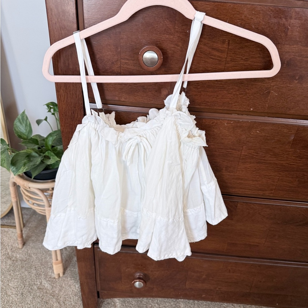 Pilcro Elegant White Ruffled Top - Picture 2 of 4